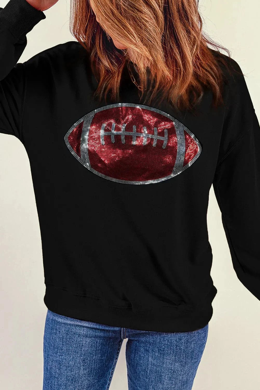 Sparkling sequin football long sleeve top