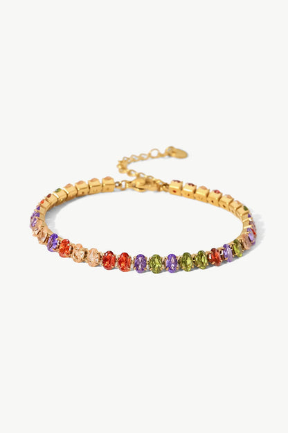 18K Gold Plated Multicolored Zircon Bracelet.