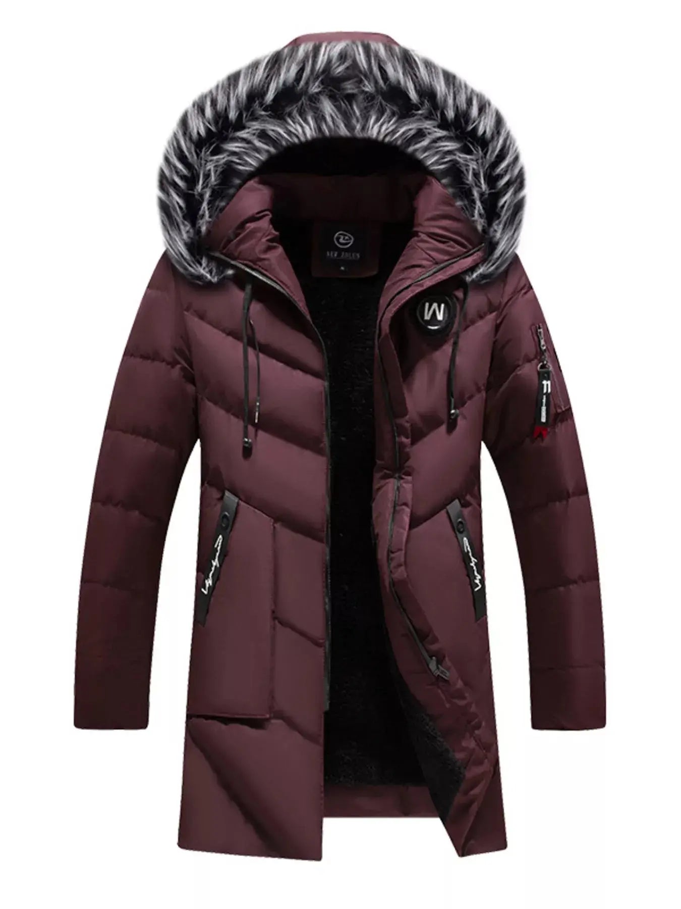 Men's Plus Size Longline Padded Winter Coat With Faux Fur Hood Simply Love