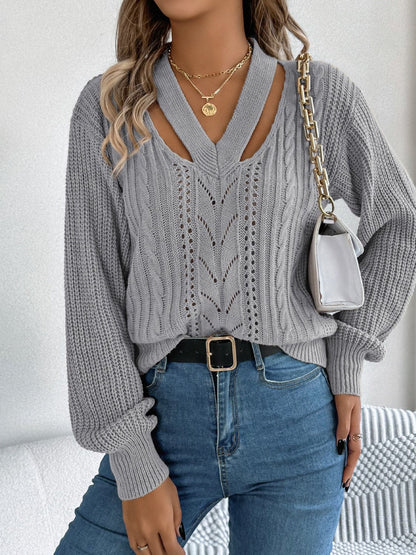 Chic v-neck long sleeve top