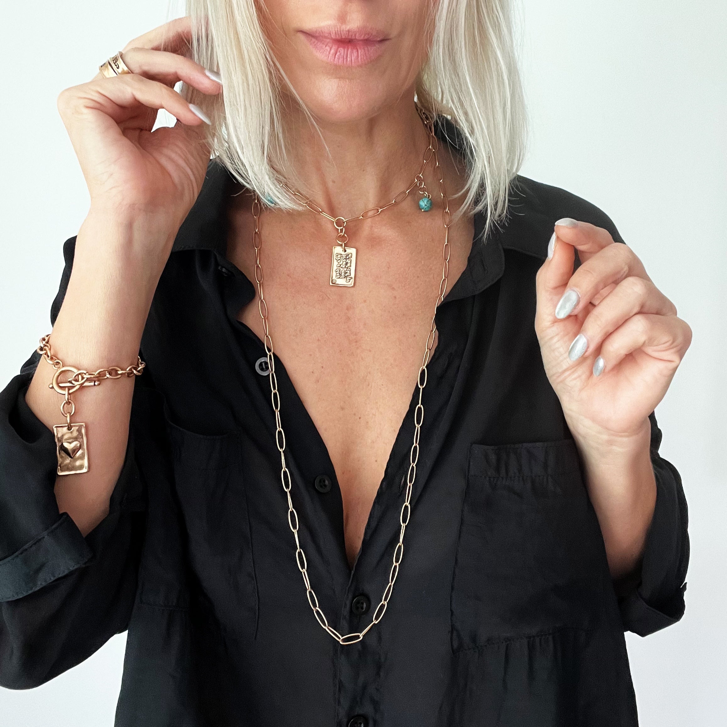 Take a Deep Breath and Let That Shit Go Heart Klink Necklace Katia Designs