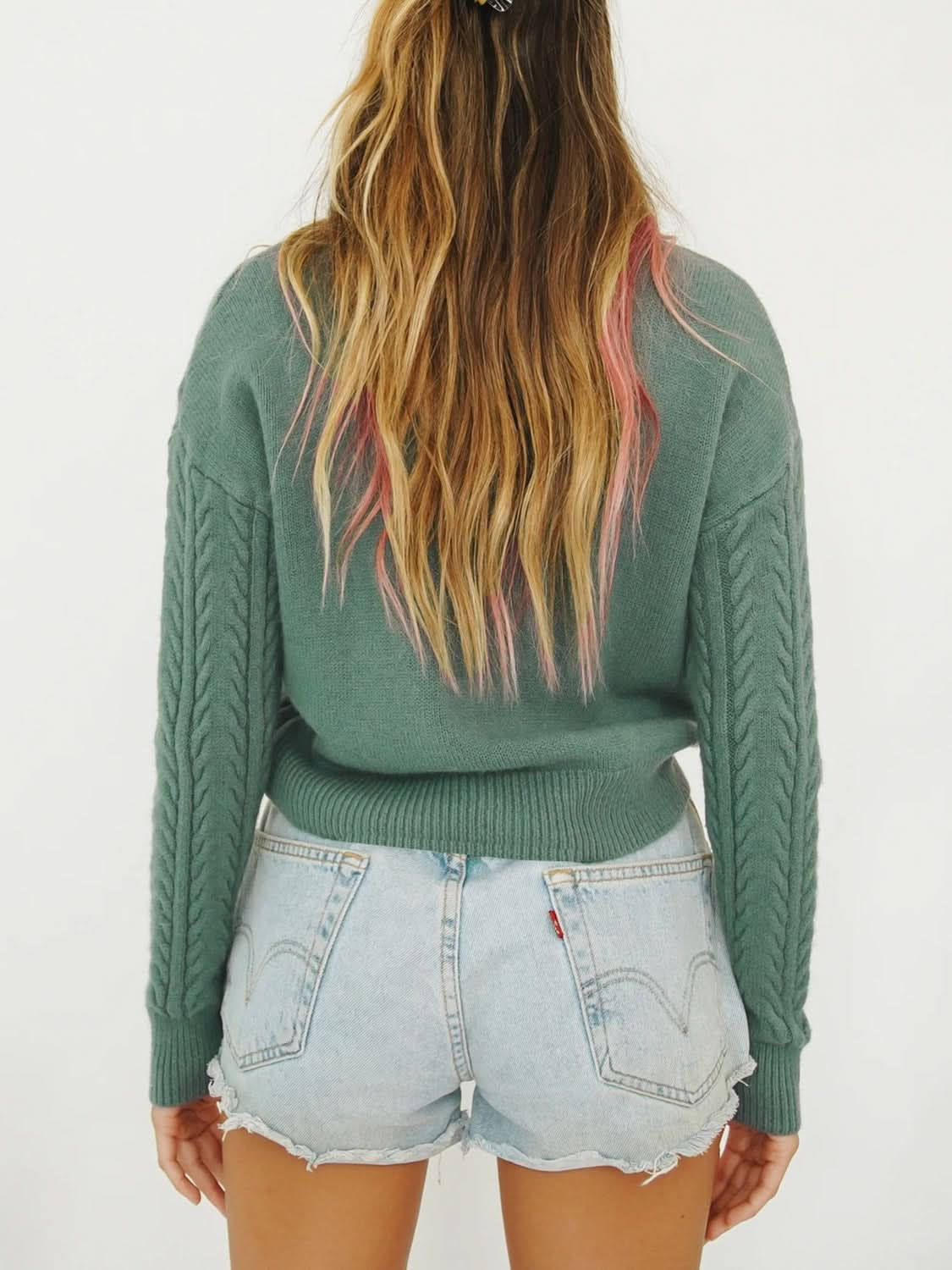 Cable Knit Turtleneck Long Sleeve Sweater