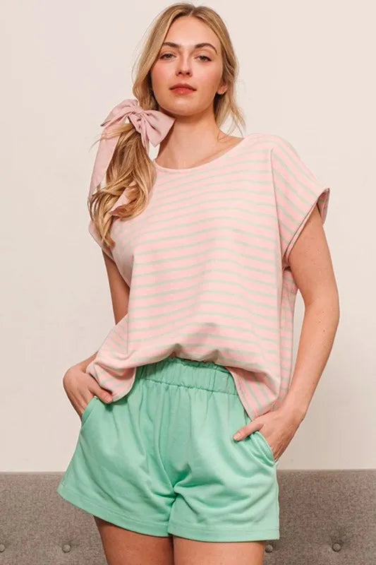 Lime 'N' Chili Striped Muscle Sleeve Top - Love Salve 
