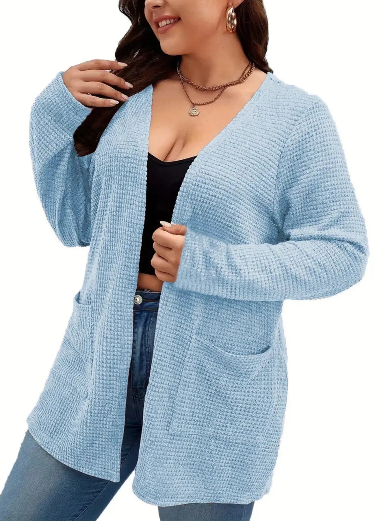 Plus Size Open Front Long Sleeve Knit Cardigan Simply Love