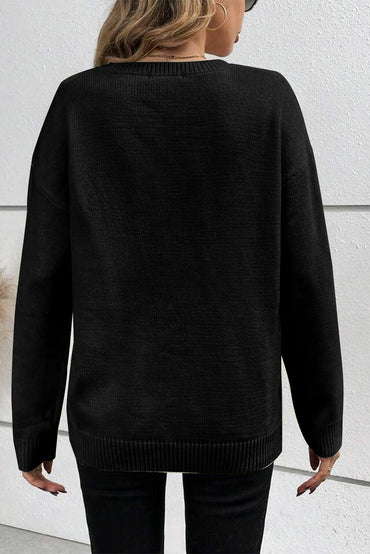 Cozy black boo sweater - casual style