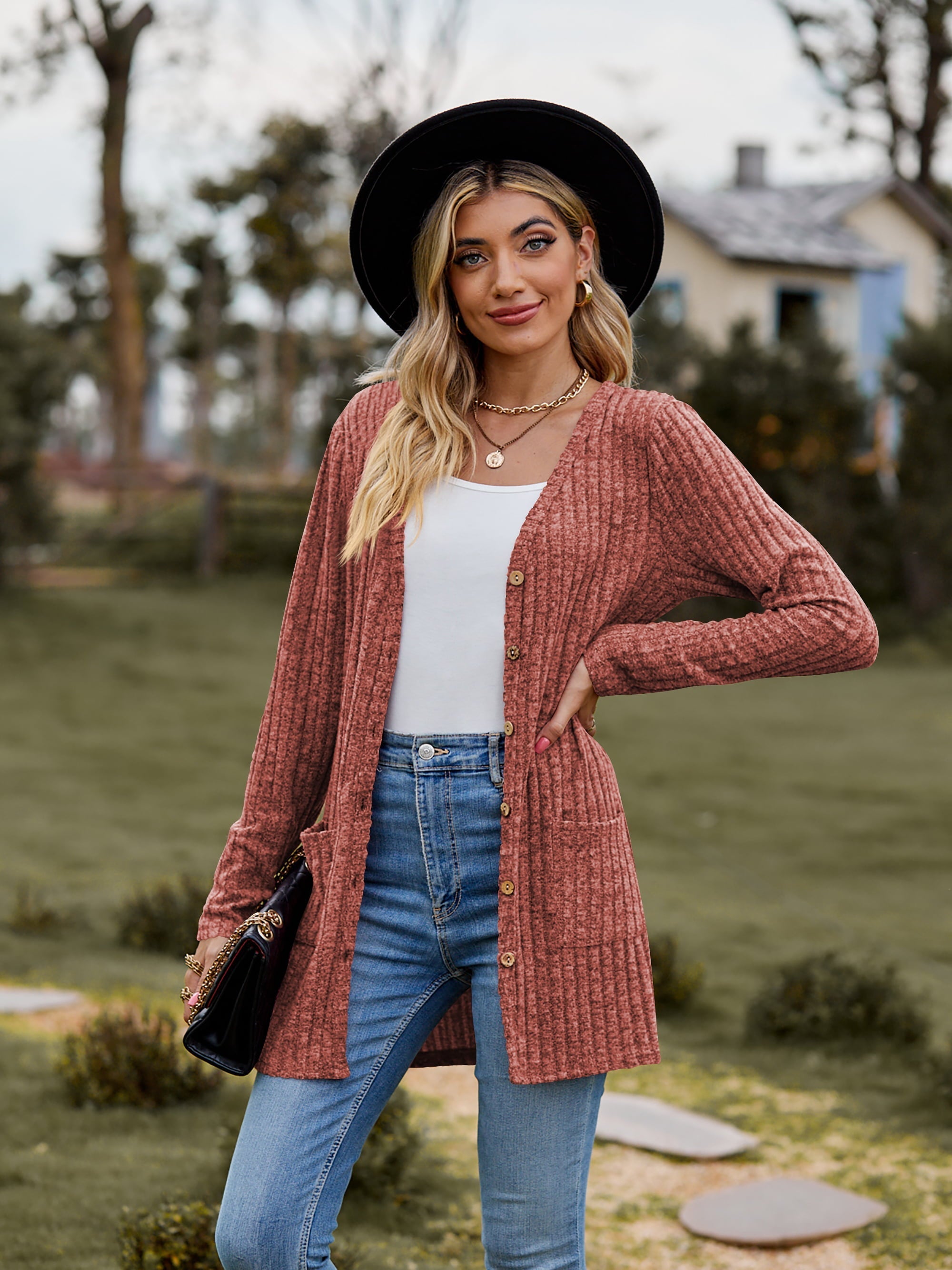 Ribbed Button-Up Cardigan with Pockets Coco’s Tee Boutique