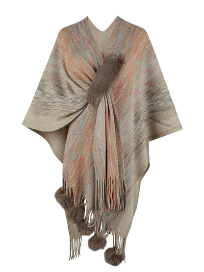 Heathered Fringe Hem Poncho.