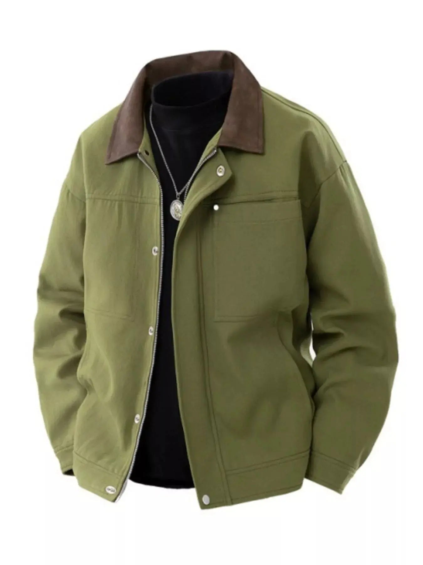 Men's Plus Size Contrast Collar Casual Jacket Simply Love