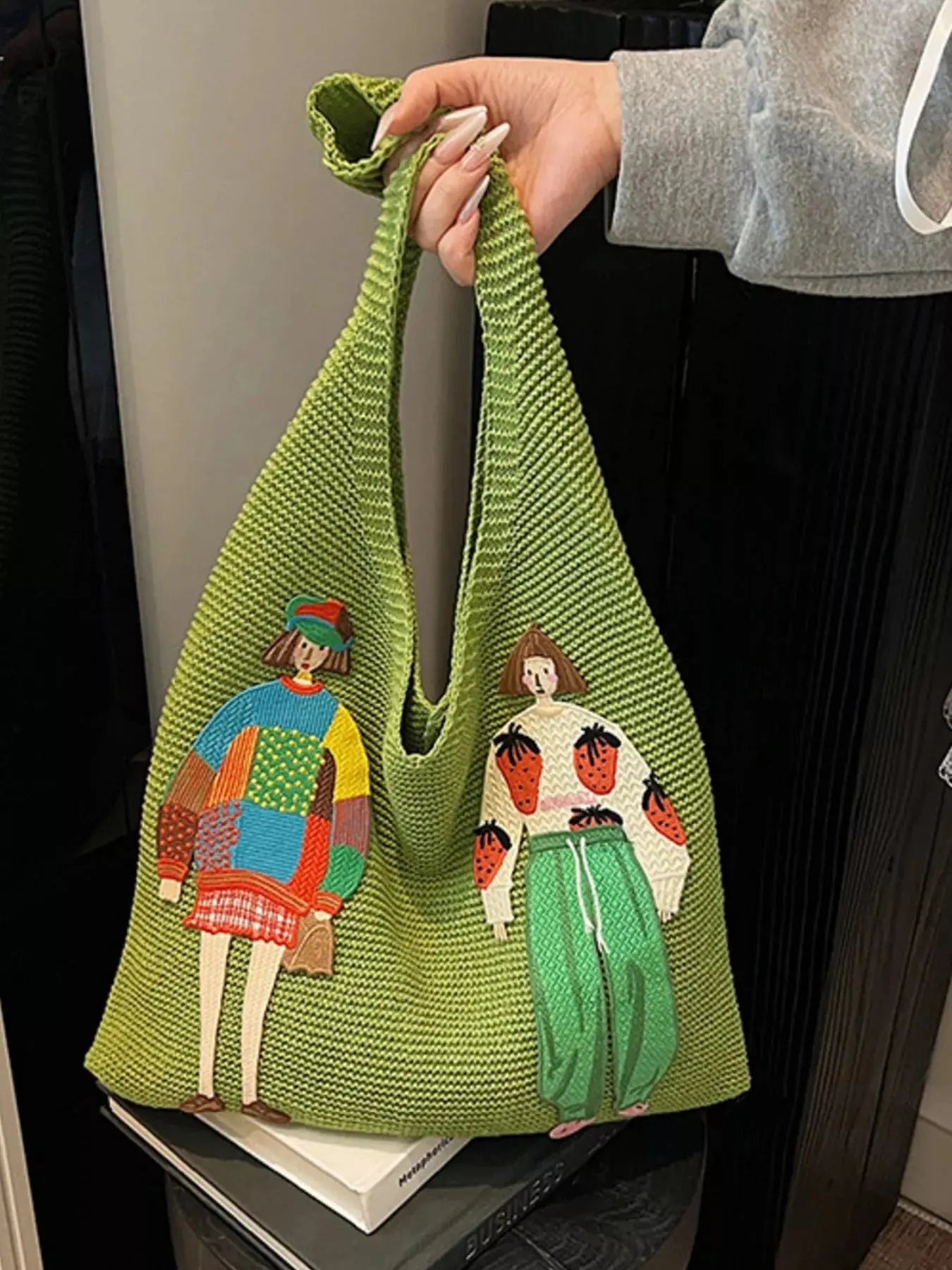Knitted Embroidered Shoulder Bag Simply Love