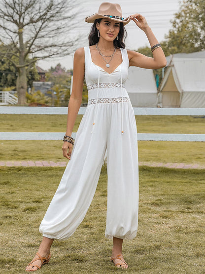 Backless Wide Strap Wide Leg Jumpsuit.