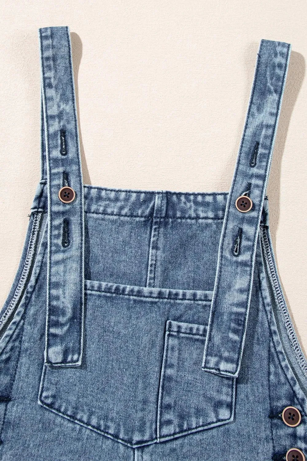 Distressed Bib Pocket Wide Leg Denim Overalls Simply Love