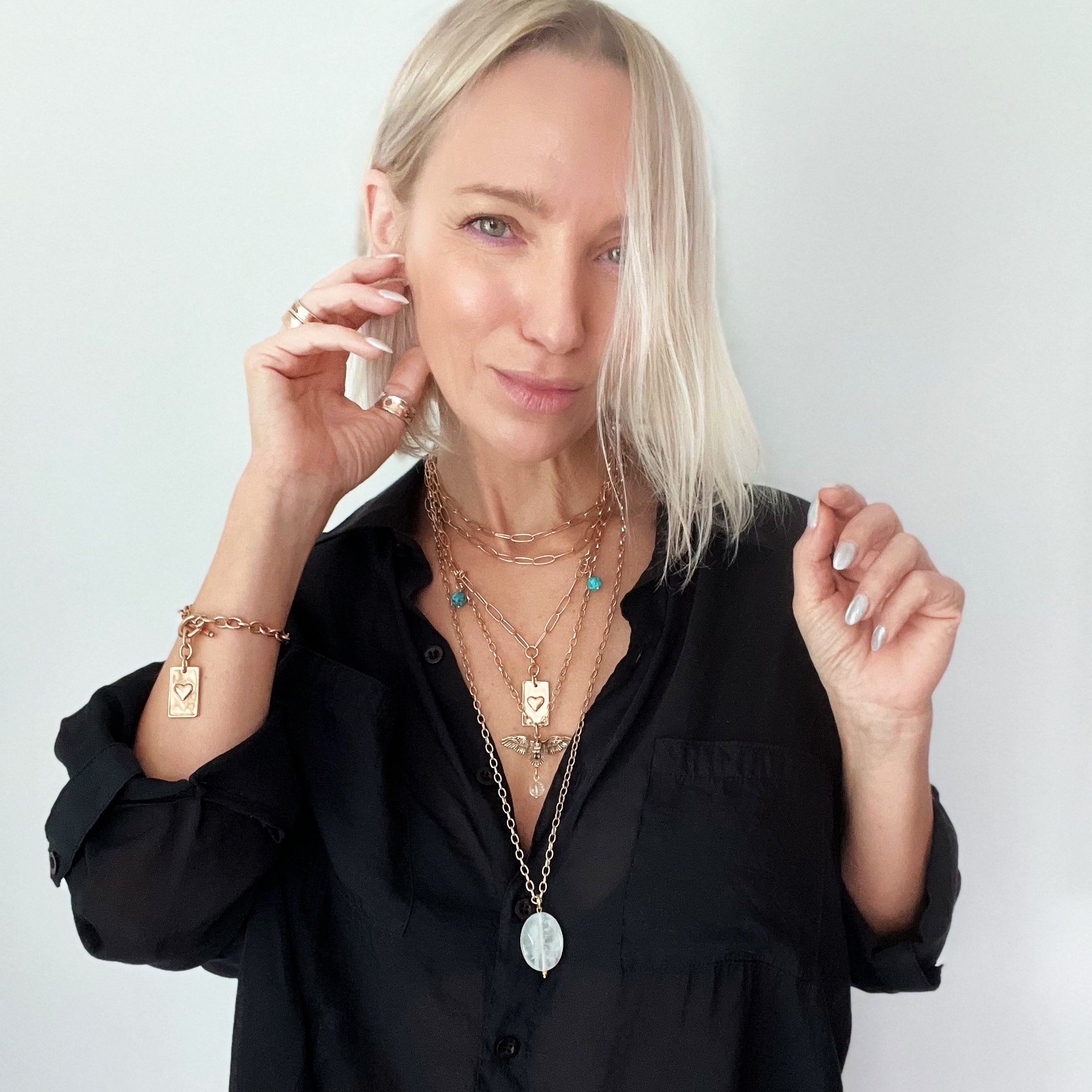 Take a Deep Breath and Let That Shit Go Heart Klink Necklace Katia Designs