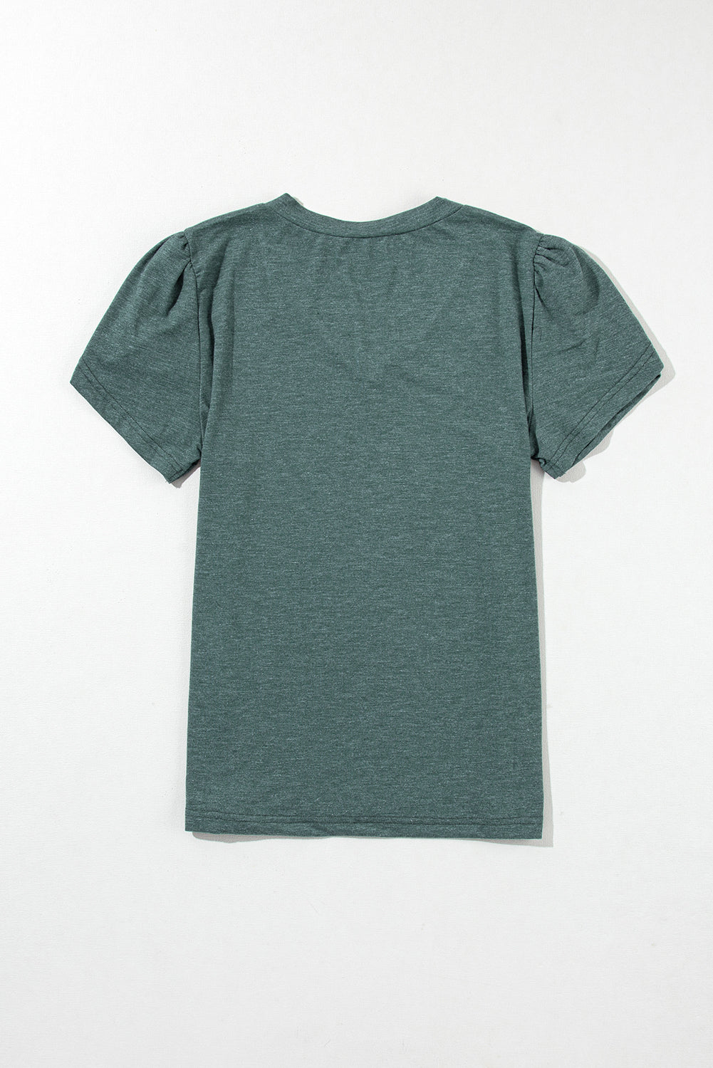 Mist Green Fashion Petal Sleeve V Neck T Shirt