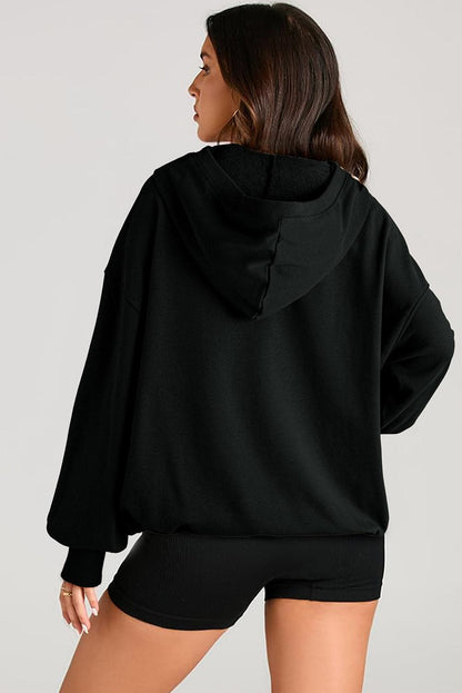 Sheer pocketed half zip hoodie for a stylish look