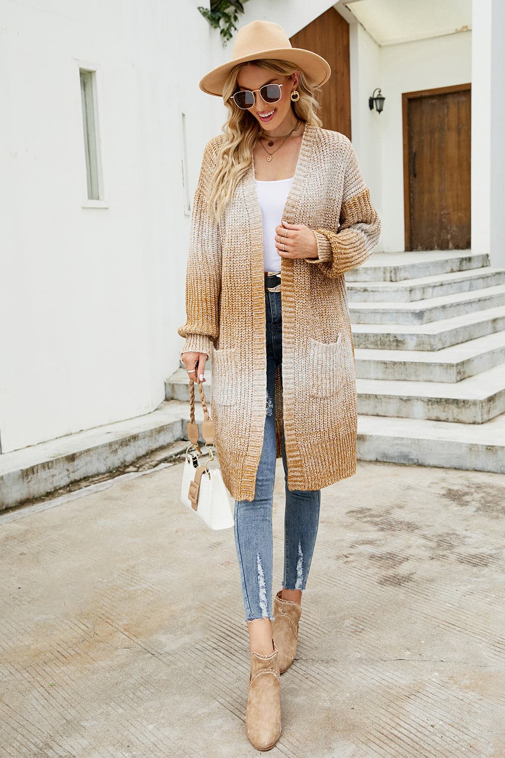 Gradient Open Front Cardigan.