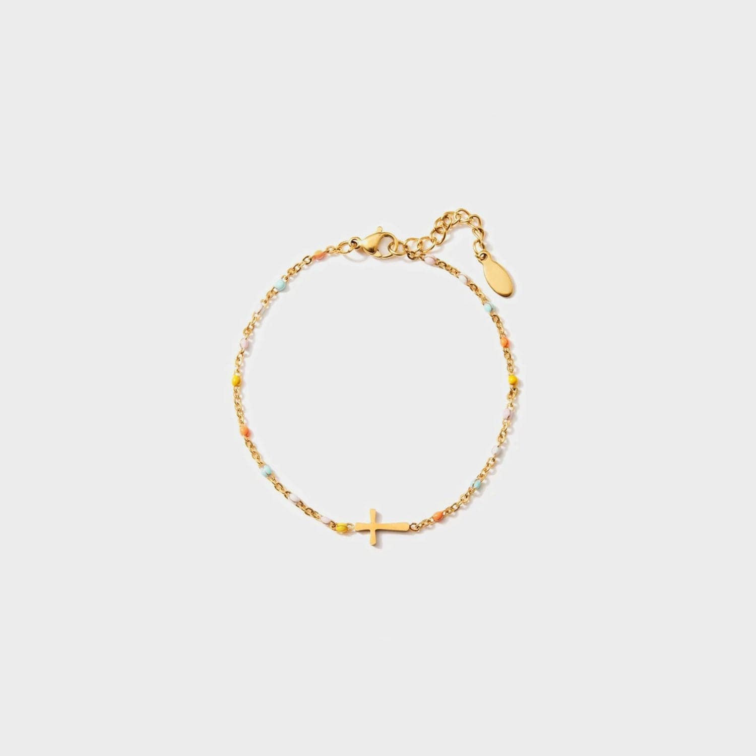 18K Gold-Plated Cross Bead Bracelet.