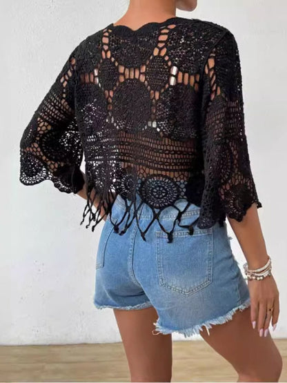 Openwork Round Neck Cover-Up.