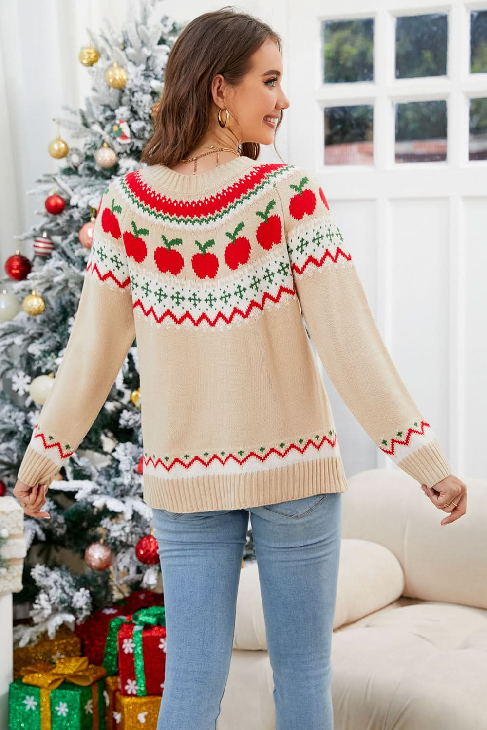 Angel wings cozy long sleeve sweater with a round neck