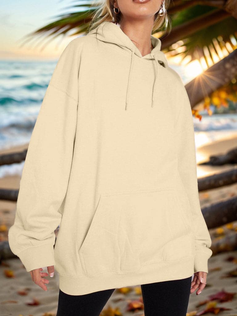 Drawstring Dropped Shoulder Hoodie.