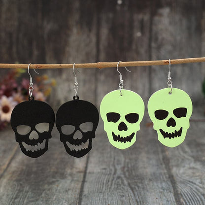 2 Piece PU Leather Skull Dangle Earrings.