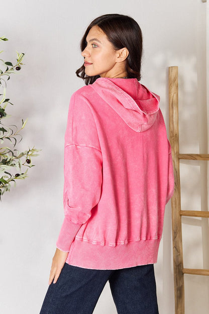 Stylish half snap hoodie with pockets for ultimate comfort