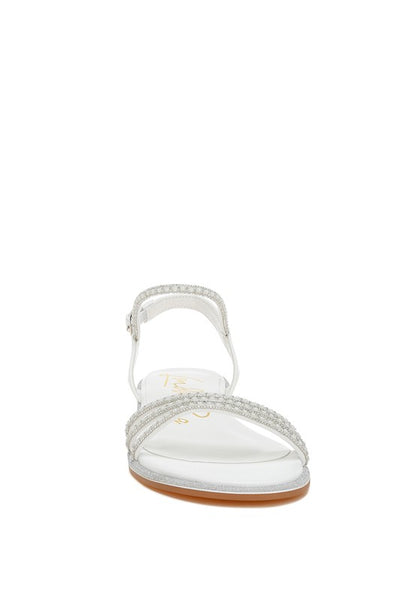 Nobbity pearl and rhinestone sandals