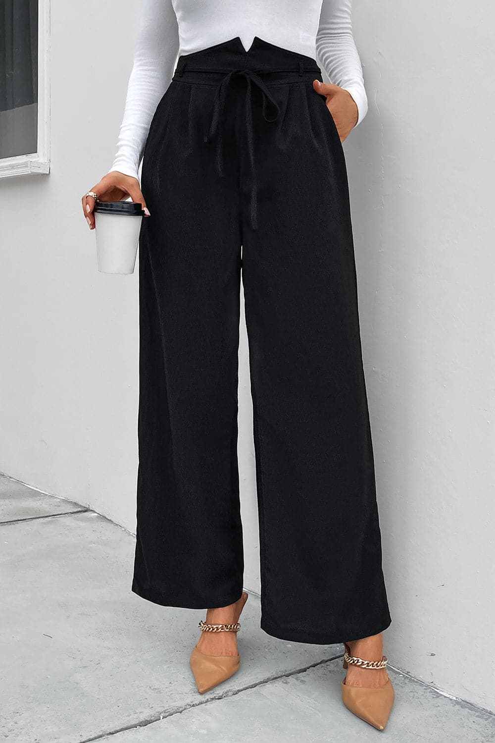 Chic high waist wide leg pants - Love Salve 