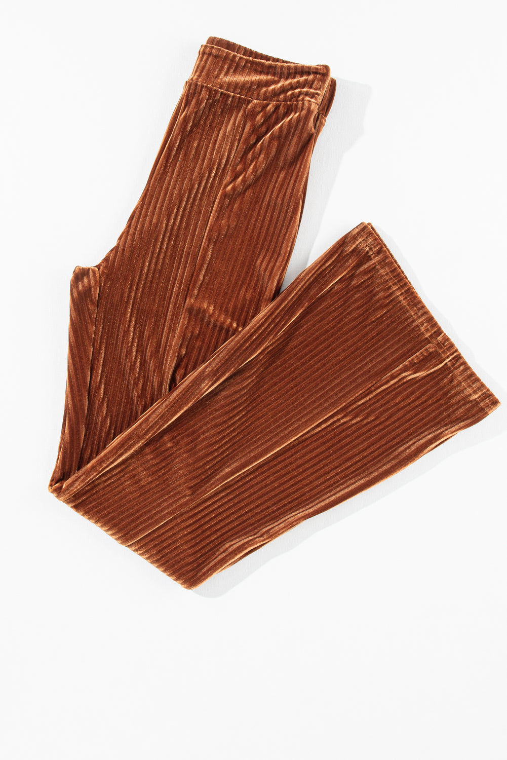 Chic high-waisted flare corduroy pants in chestnut brown