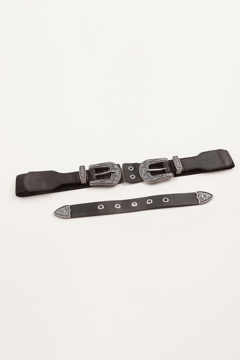 Symmetrical Zinc Alloy Buckle PU Leather Belt.