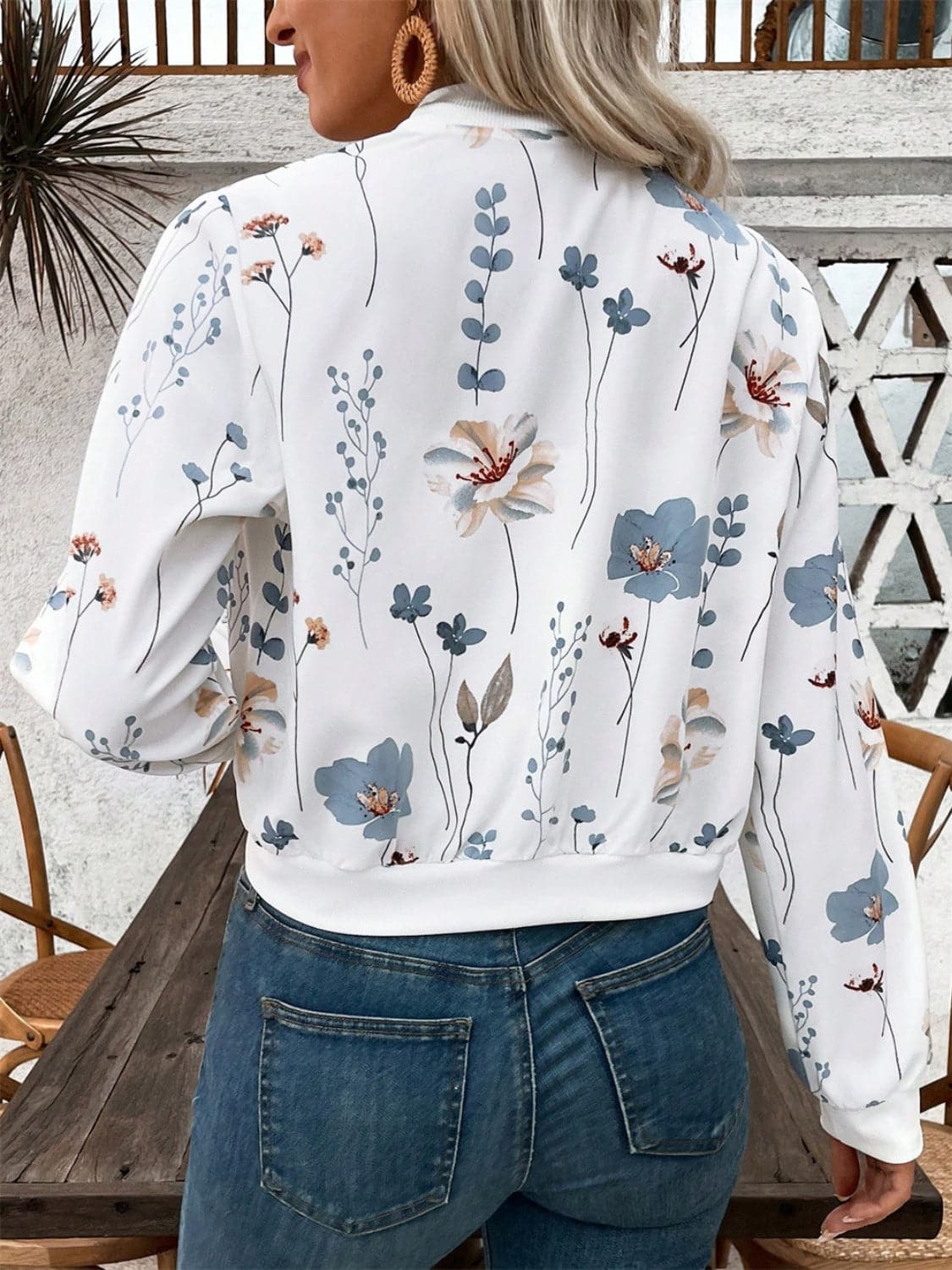 Printed Zip Up Long Sleeve Jacket.