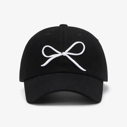 Bow Embroidered Cotton Baseball Cap.