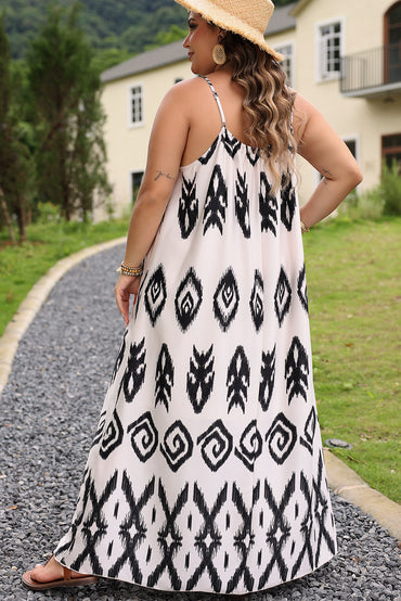 Black plus size Aztec print halter maxi dress