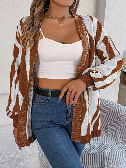 Open Front Animal Print Cardigan.