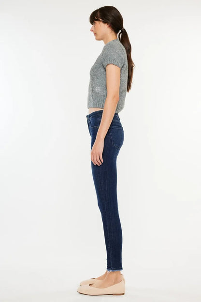Kancan High Rise Slim Fit Raw Hem Ankle Jeans - Love Salve 