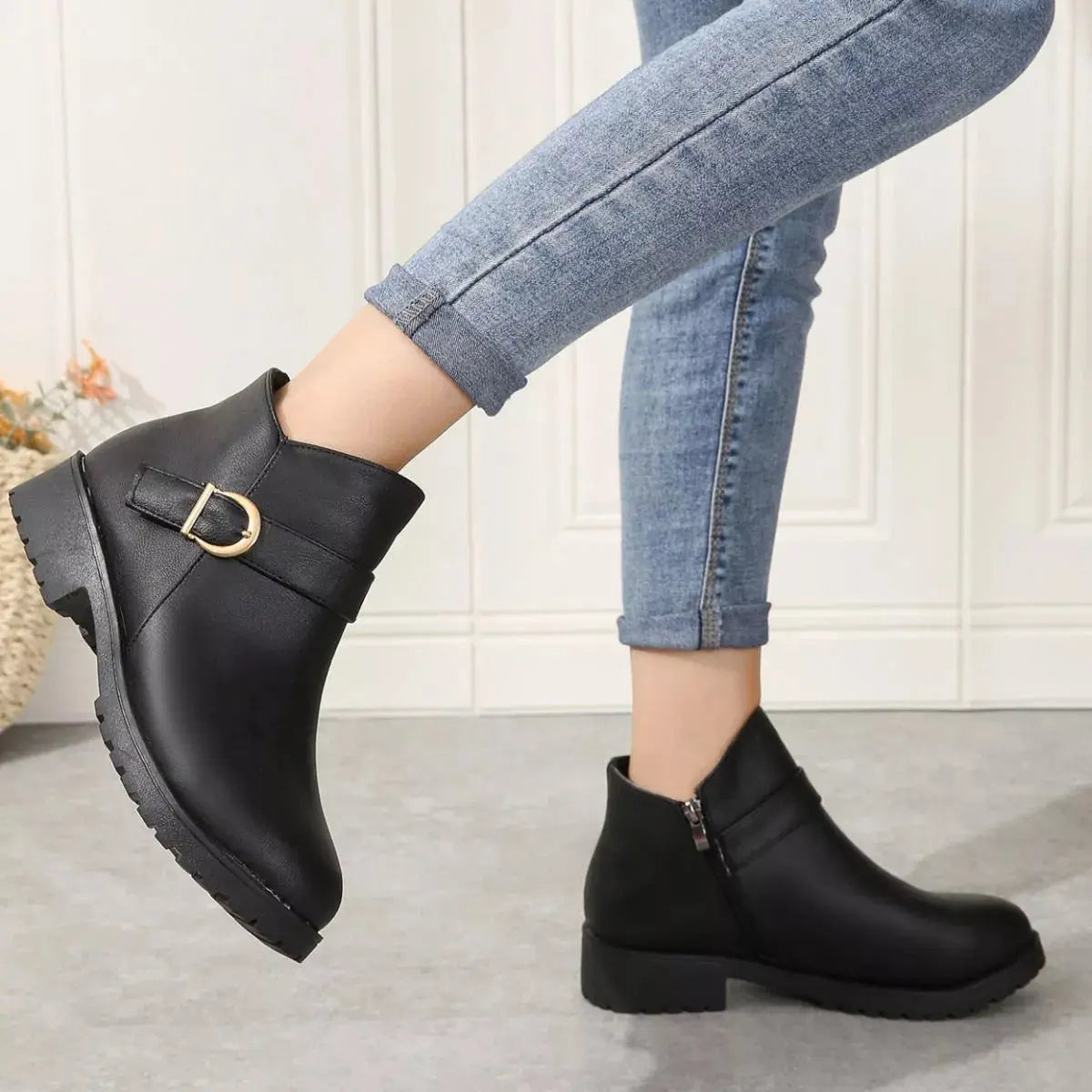 Round Toe Block Heels Boots Simply Love