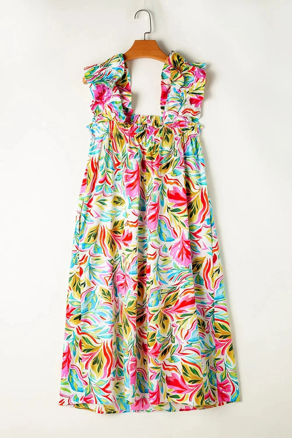 Ruffled Printed Sleeveless Dress.