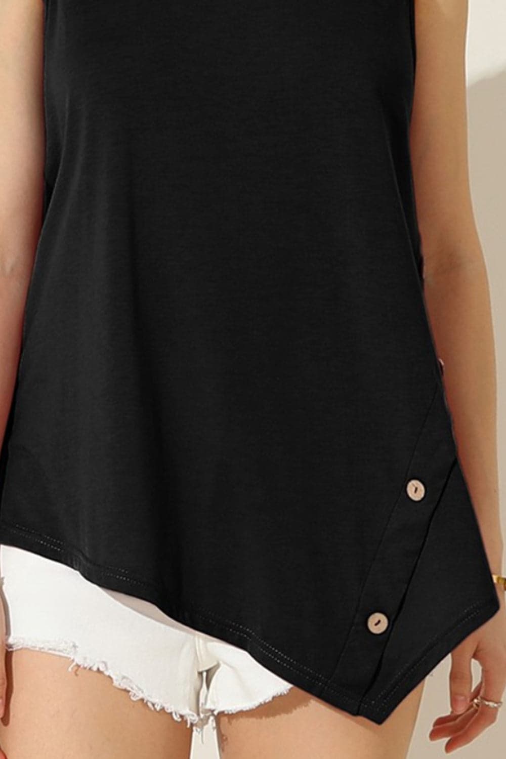 Ninexis Round Neck Button Side Tank.