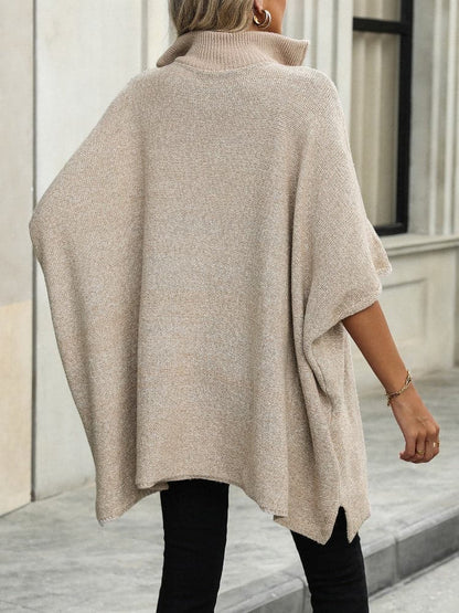 Slit Quarter Zip Half Sleeve Sweater.