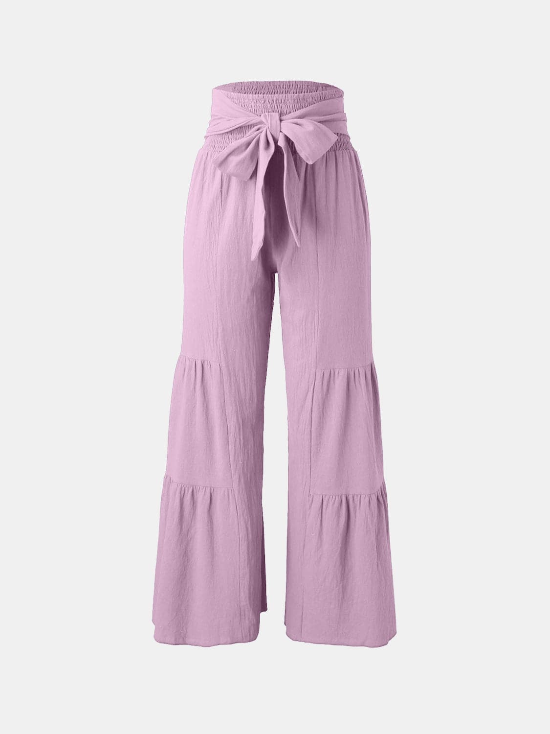 Tied Ruched Wide Leg Pants.