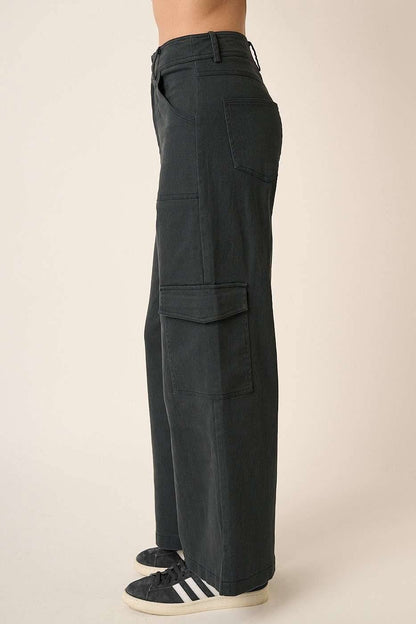 High Waist Cargo Pocket Wide Leg Trousers