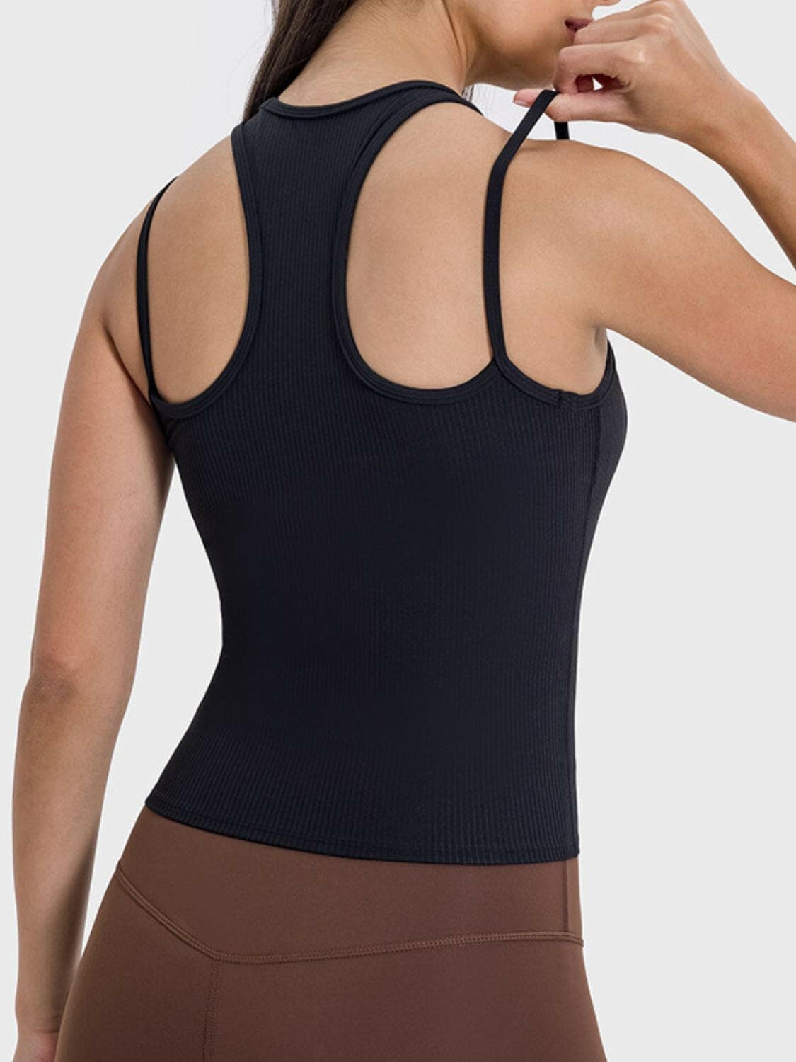 Cutout Round Neck Racerback Active Tank.