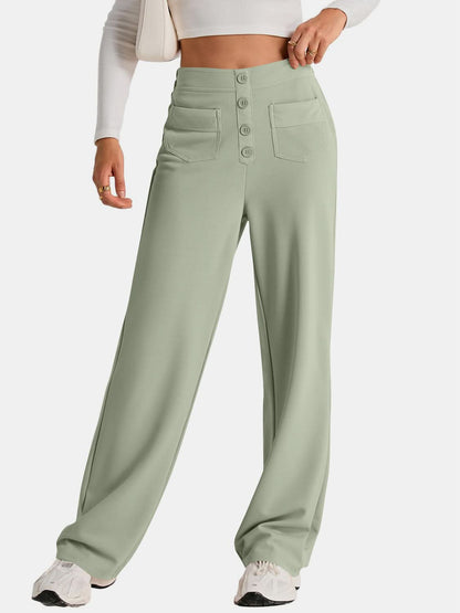 High Rise Wide Leg Trousers with Pockets