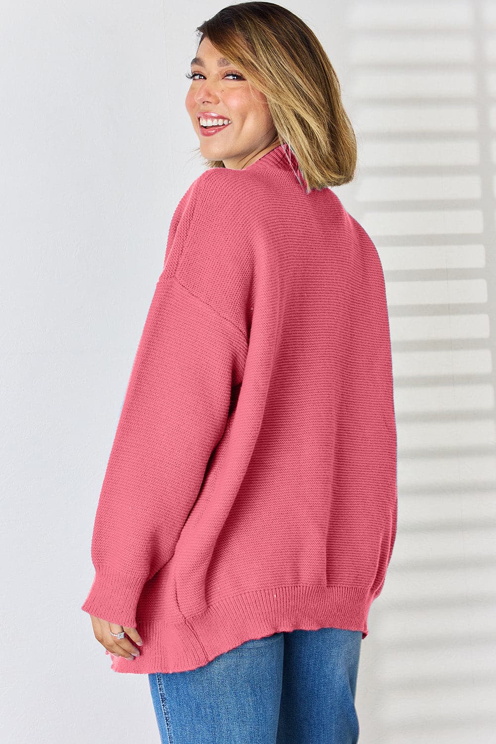 Open Front Dropped Shoulder Cardigan.