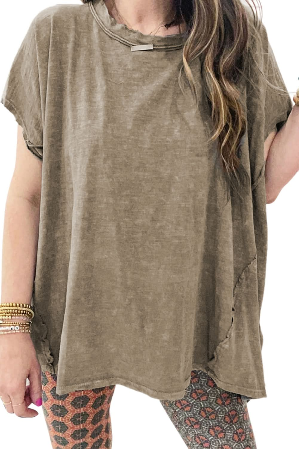 Sage Green Oversized Vintage Washed Dolman Sleeve Tee