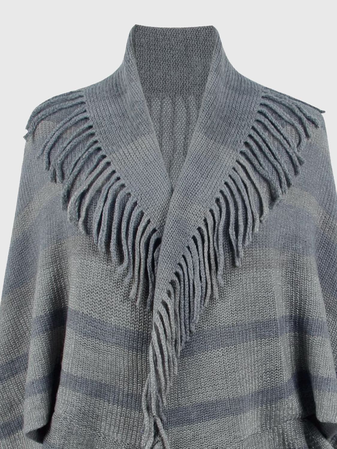 Fringe Detail Open Front Poncho.