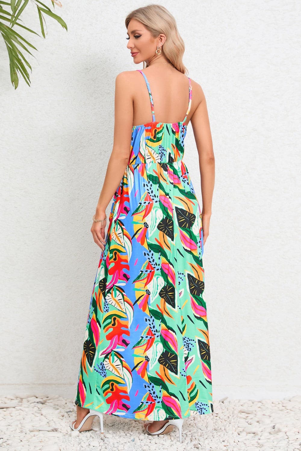 Printed Surplice Maxi Cami Dress.