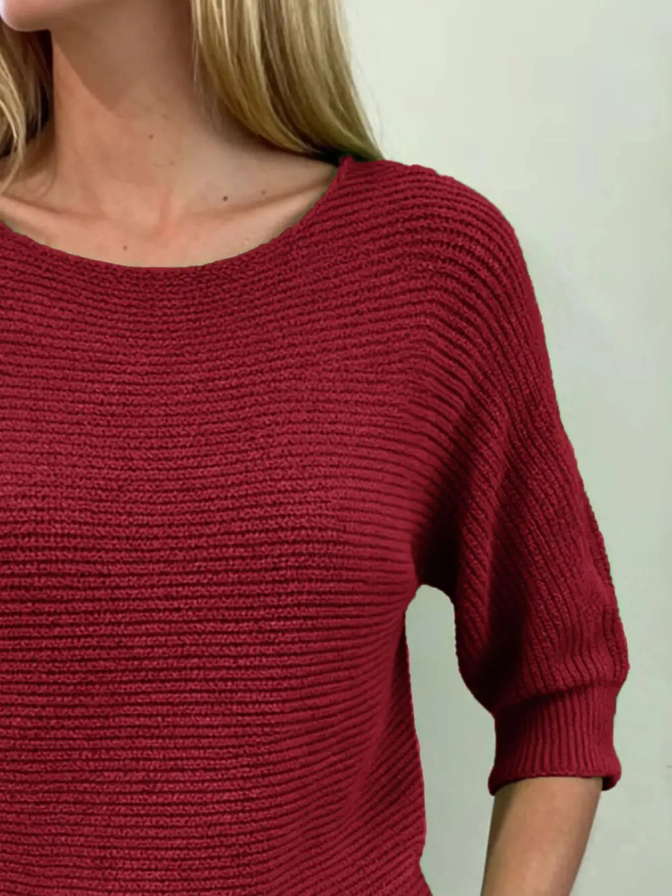 Full Size Ribbed Knit Round Neck Sweater Plus Size Simply Love