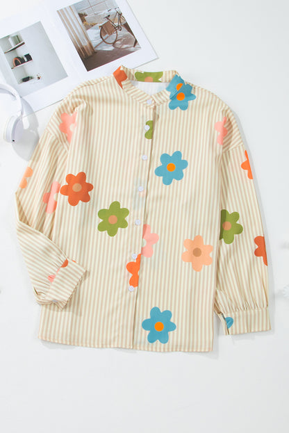 Apricot floral button-up shirt