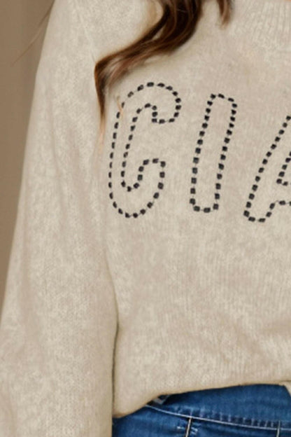 CIAO Round Neck Dropped Shoulder Sweater.