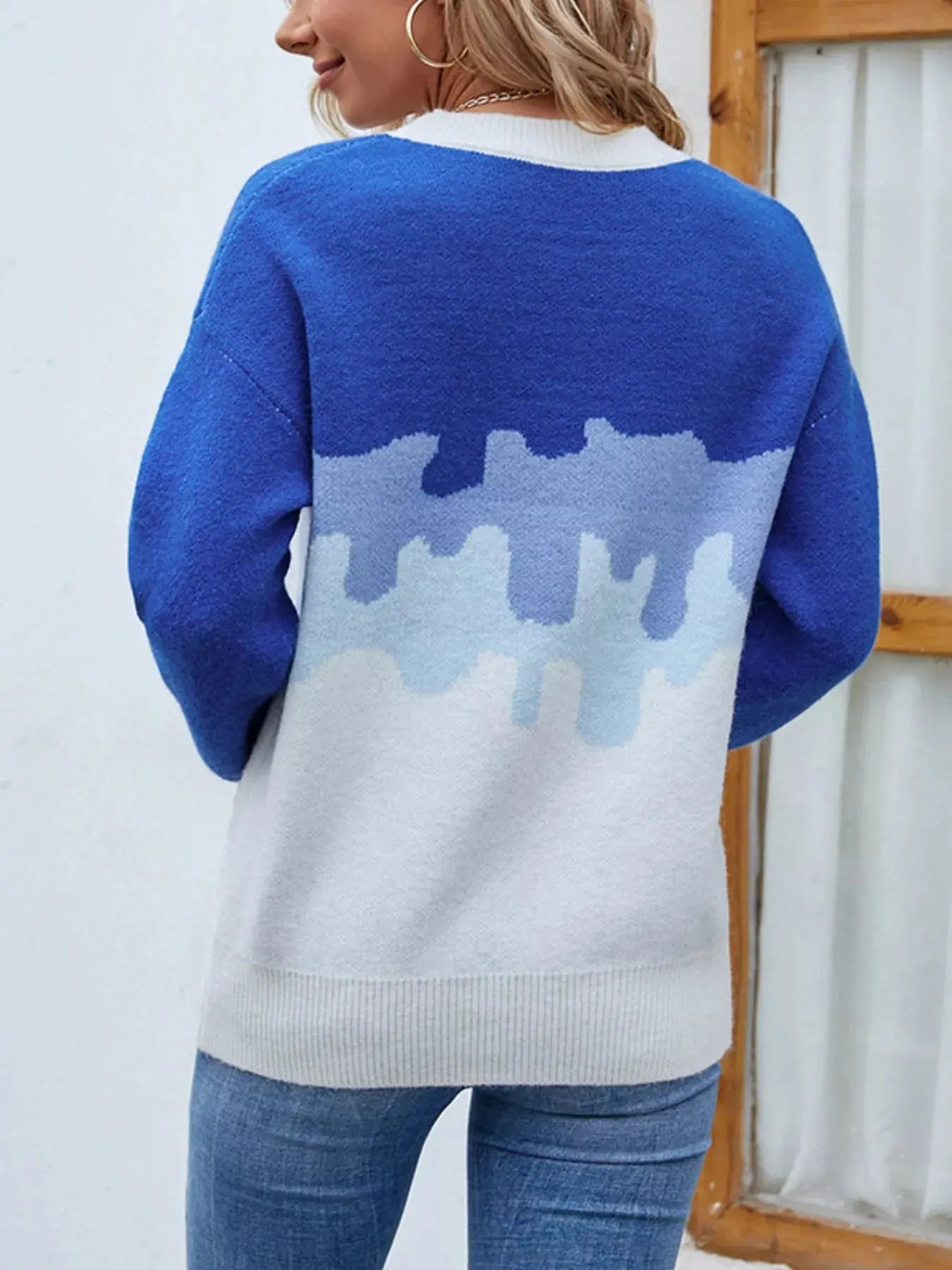 Contrast Round Neck Sweater Simply Love